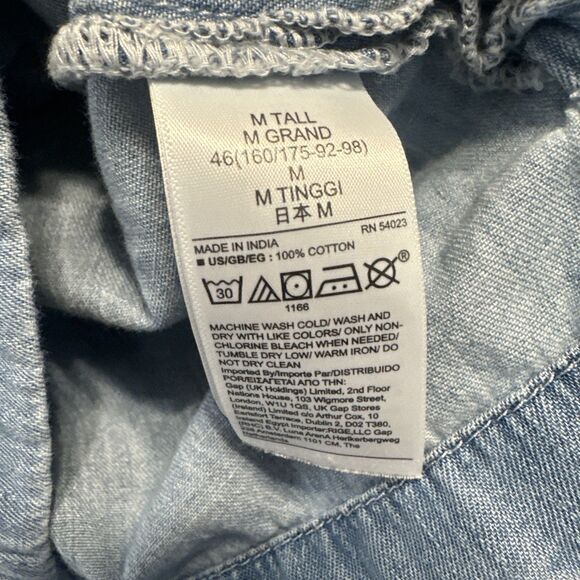 GAP Denim Chambray Shirt Button Up Size M Tall Country Coastal Cowgirl 90s Mom - Picture 6 of 7